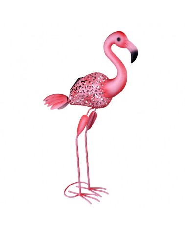 Solar floor lamp for solar garden pink flamingo shape 74cm pink metal