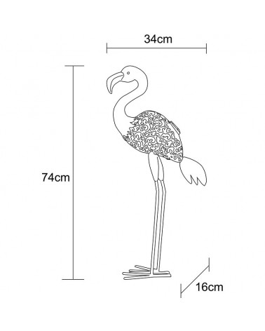 Solar floor lamp for solar garden pink flamingo shape 74cm pink metal