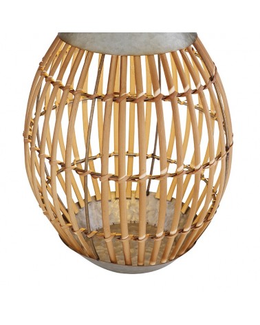 Lampara de mesa o pie solar reja bambu y metal 38cm