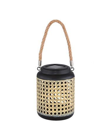 Plastic solar lantern optical imitation bamboo grid small cannage 16cm rope handle