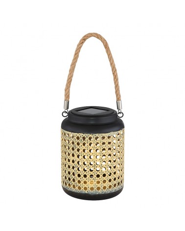 Plastic solar lantern optical imitation bamboo grid small cannage 16cm rope handle