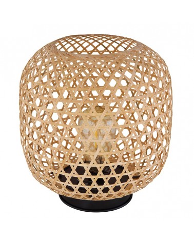 Solar table lamp bamboo cannage grid 27cm black base
