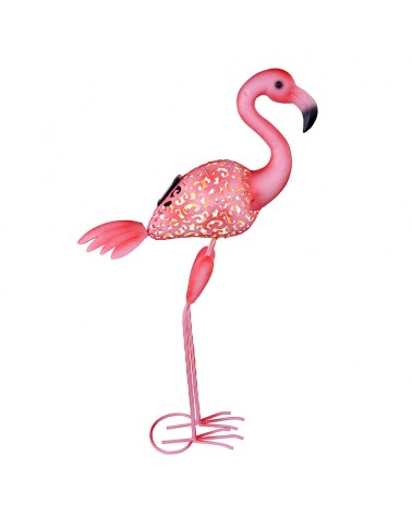 Solar floor lamp for solar garden pink flamingo shape 74cm pink metal