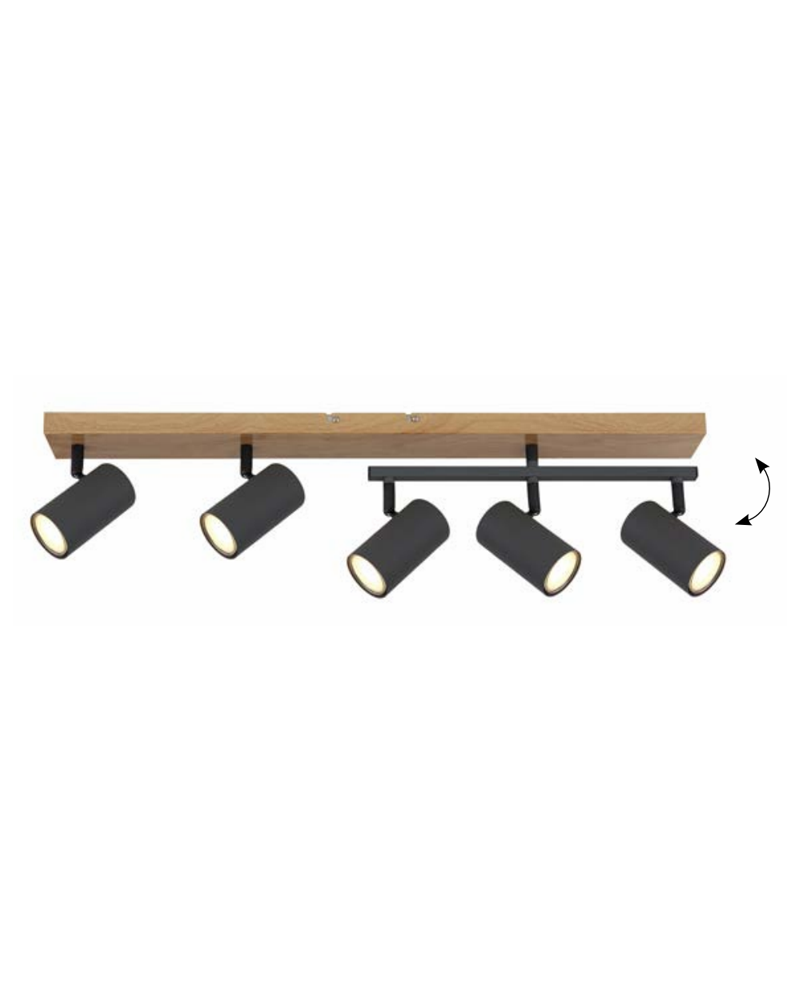 Strip 5 spotlights 70cm lamp holder 5xGU10 35W adjustable metal