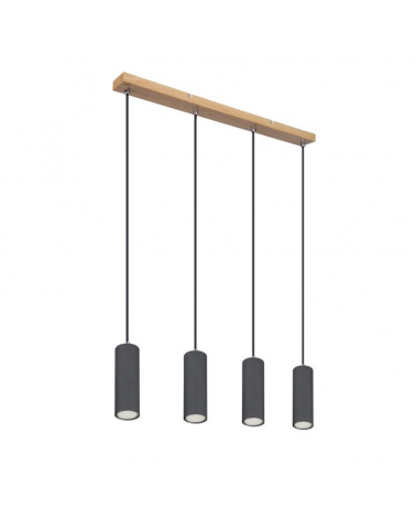 Lámpara colgante 65cm con 4 focos portalámparas 4xGU10 de metal 35W