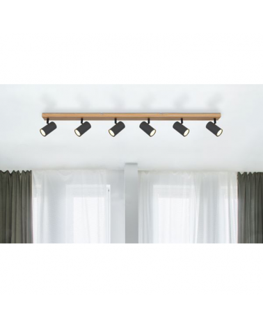 Regleta 6 focos 115cm portalámparas 6xGU10 35W de metal
