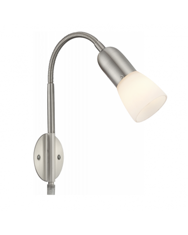 Wall lamp 46cm glass and metal white and nickel finish E14 40W