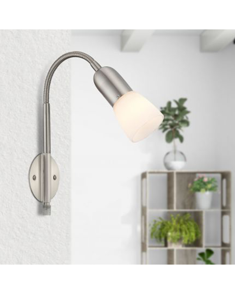 Aplique 46cm de vidrio y metal acabado blanco y níquel E14 40W