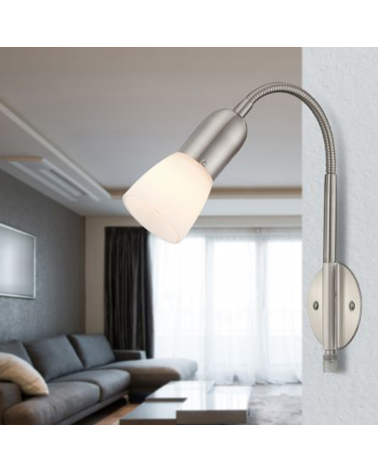 Wall lamp 46cm glass and metal white and nickel finish E14 40W