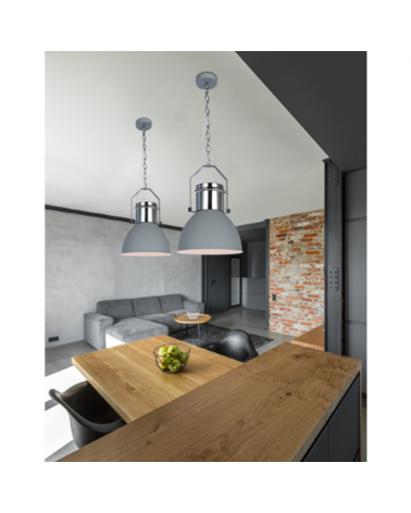 Metal ceiling lamp 27cm chrome and gray finish E27 40W