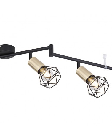 Regleta flexible acabado latón y negro mate 188cm de 3 tres tramos con 6 focos oscilantes 6xE14 40W