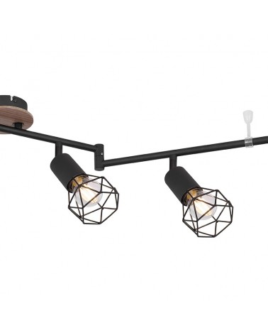 116cm 3-section flexible wood and black finish flexible strip with 6 oscillating spotlights 6xE14 40W