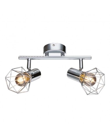 Industrial vintage ceiling strip with 2 oscillating spotlights chrome finish 2xE14 40W