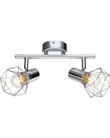 Industrial vintage ceiling strip with 2 oscillating spotlights chrome finish 2xE14 40W
