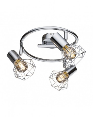 Industrial vintage circular ceiling lamp 23 cm with 3 oscillating spotlights chrome finish 3xE14 40W