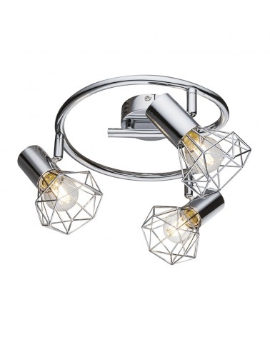 Industrial vintage circular ceiling lamp 23 cm with 3 oscillating spotlights chrome finish 3xE14 40W