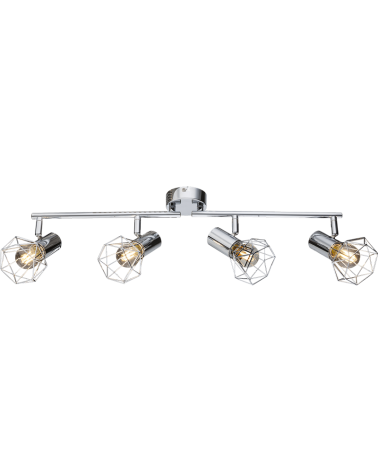 Industrial vintage ceiling strip 60cm with 4 oscillating spotlights chromed silver finish 4xE14 40W