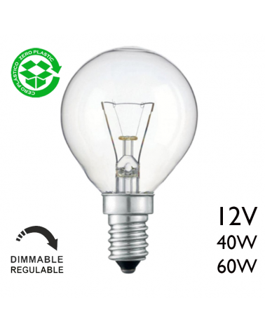 Clear round bulb 12V E14 filament