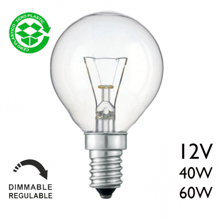 Clear round bulb 12V E14 filament