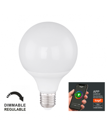 Globe smart bulb 95 mm. LED E27 RGBW wifi SMART Dimmable Multitone 10W 806Lm.