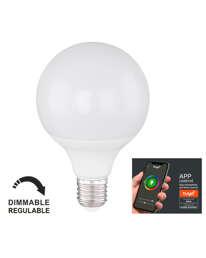 Globe smart bulb 95 mm. LED E27 RGBW wifi SMART Dimmable Multitone 10W