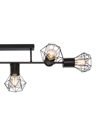 Ceiling strip with 5 black finish metal spotlights 5xE27 40W