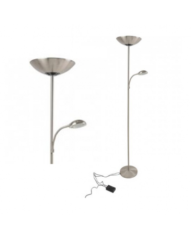 Floor lamp 173cm in nickel color with shade and reading light 120W R7S DIMMABLE 33W G9