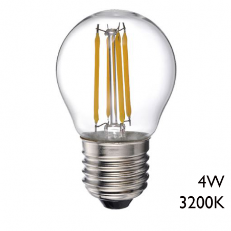 Round bulb 45mm clear LED filaments E27 4W 3200K 550Lm