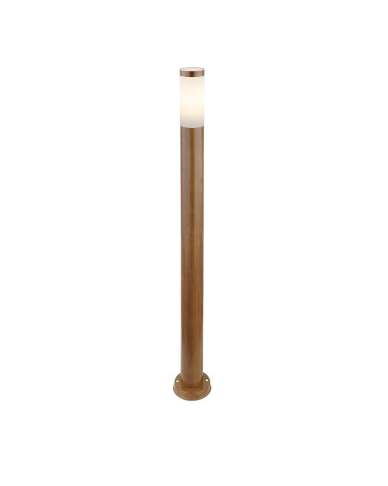 Baliza para exterior 110cm de acero inoxidable de aspecto madera E27 IP44 23W