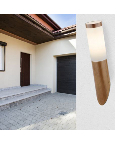Aplique pared de exterior 39cm acero inoxidable aspecto madera E27 23W IP44