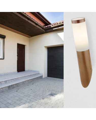Outdoor wall lamp 39cm stainless steel wood look E27 23W IP44