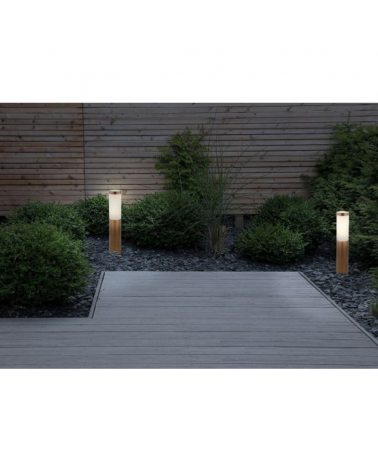 Beacon for outdoor 45cm in wood-look stainless steel E27 IP44 23W