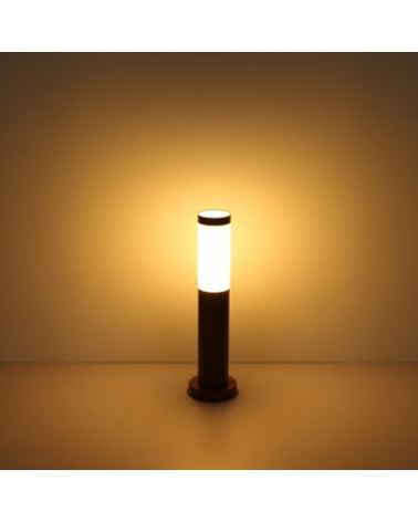 Baliza para exterior 45cm de acero inoxidable de aspecto madera E27 IP44 15W SENSOR MOVIMIENTO