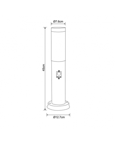Beacon for outdoor 45cm stainless steel wood look E27 IP44 15W MOTION SENSOR