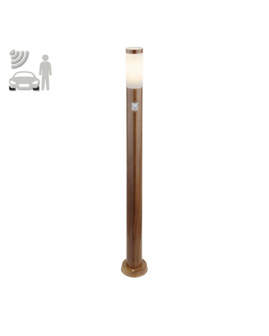 Outdoor beacon 110cm in wood-look stainless steel E27 IP44 15W MOTION SENSOR