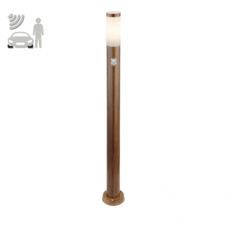 Outdoor beacon 110cm in wood-look stainless steel E27 IP44 15W MOTION SENSOR