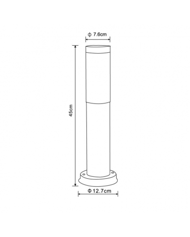 Beacon for outdoor 45cm in stainless steel E27 IP44 8.8W