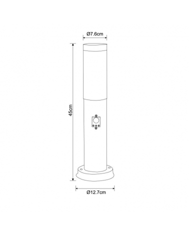 Baliza para exterior 45cm de acero inoxidable E27 IP44 8,8W SENSOR MOVIMIENTO