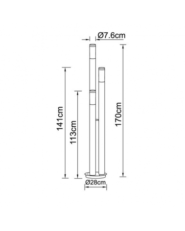 Baliza para exterior 170cm de acero inoxidable 3xE27 IP44 8,8W