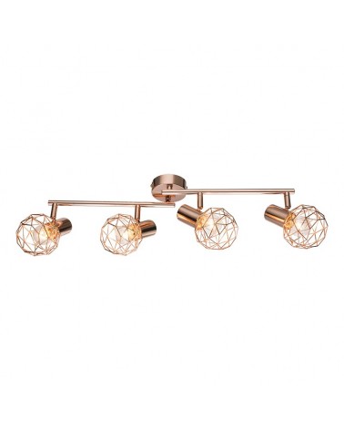 Industrial vintage ceiling strip with 4 oscillating spotlights copper finish 4 x E14 40W