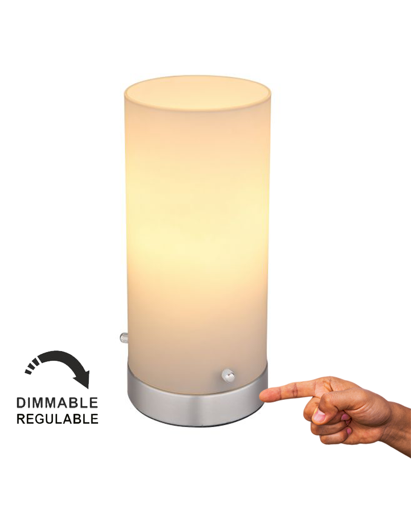Lámpara de mesa LED 24cm de cristal opal y níquel 4W 3000K REGULABLE