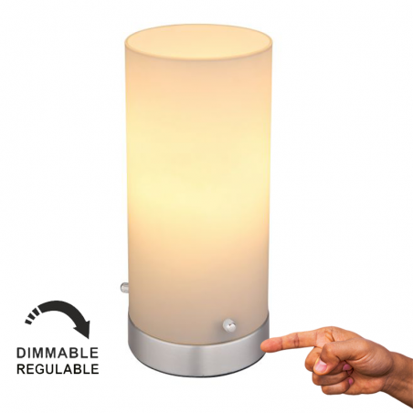 LED table lamp 24cm opal glass and nickel 4W 3000K DIMMABLE