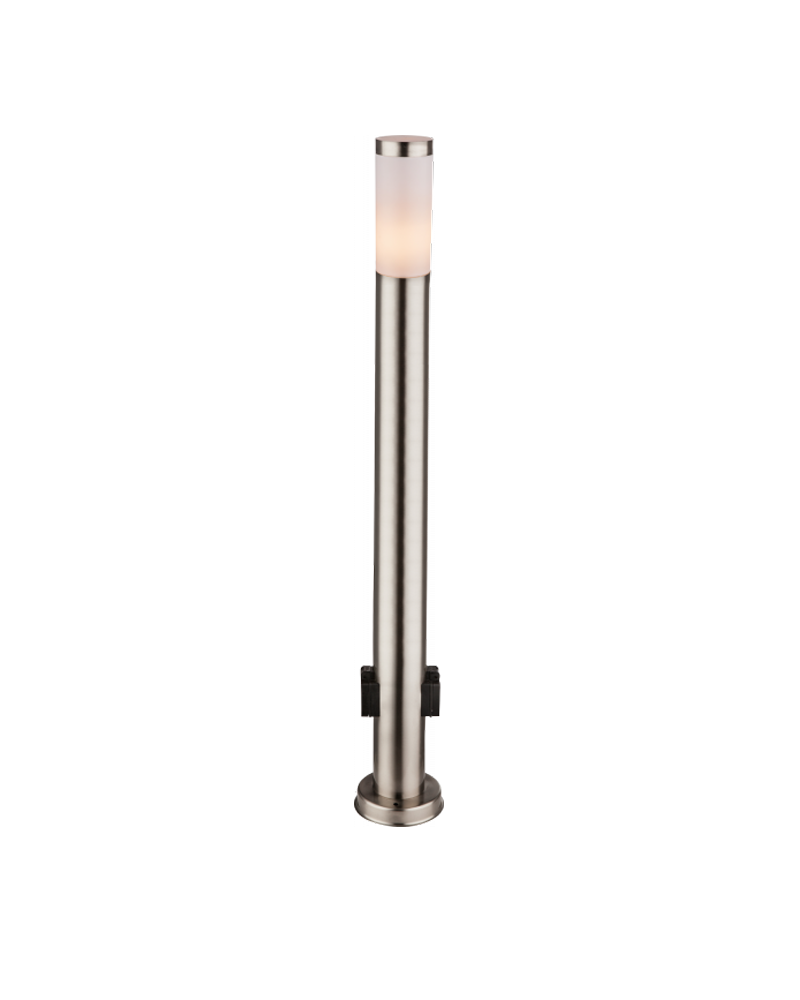 Outdoor beacon 110cm stainless steel IP44 E27 2 waterproof plugs