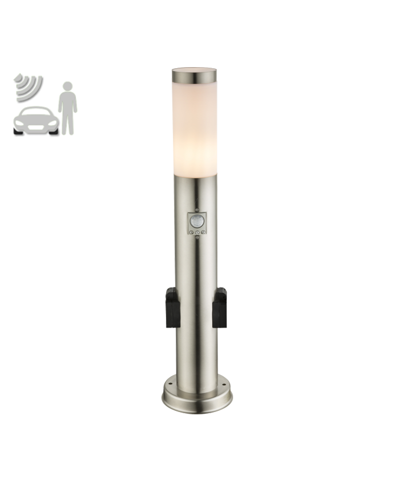 Outdoor beacon 45cm stainless steel IP44 E27 2 watertight sockets MOTION SENSOR