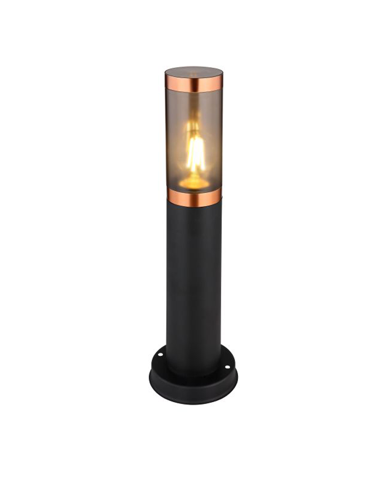Outdoor beacon 45cm stainless steel black and copper finish E27 23W IP44