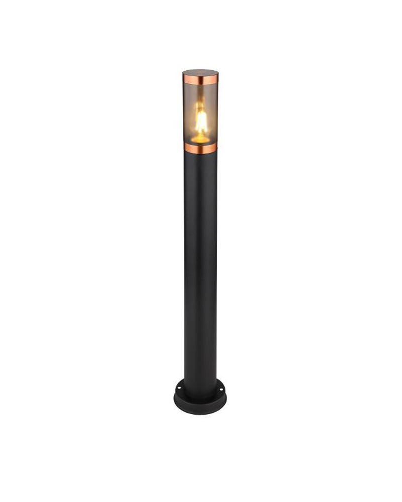 Outdoor beacon 80cm stainless steel black and copper finish E27 23W IP44