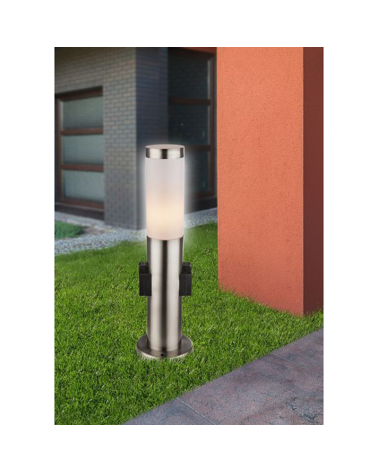 Baliza para exterior 45cm de acero inoxidable IP44 E27 2 enchufes estanco