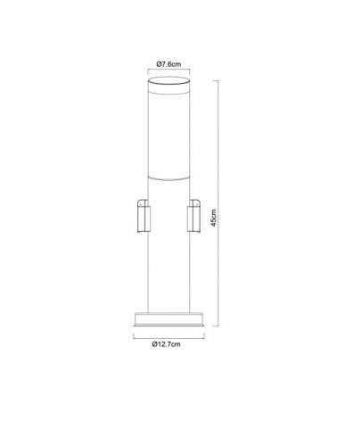 Outdoor beacon 45cm stainless steel IP44 E27 2 waterproof plugs