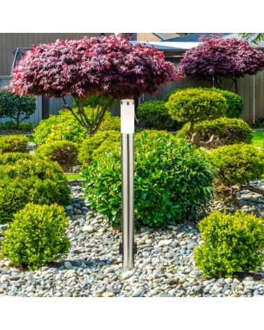 Outdoor beacon 110cm stainless steel IP44 E27 2 waterproof plugs