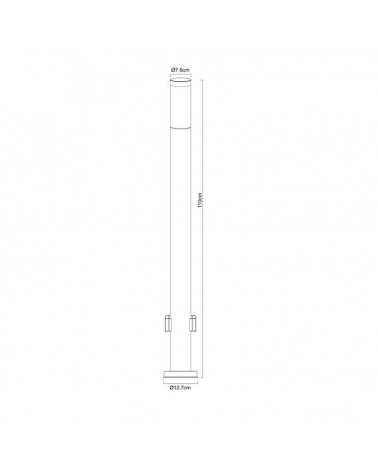Baliza para exterior 110cm de acero inoxidable IP44 E27 2 enchufes estanco